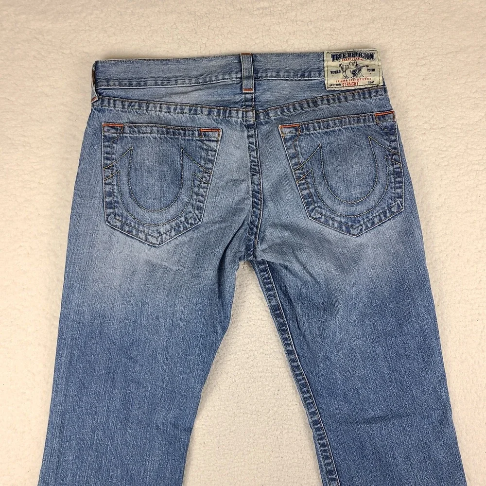 True Religion Jeans Mens 36x33 Blue Straight 100% Cotton‎ Medium Wash Denim